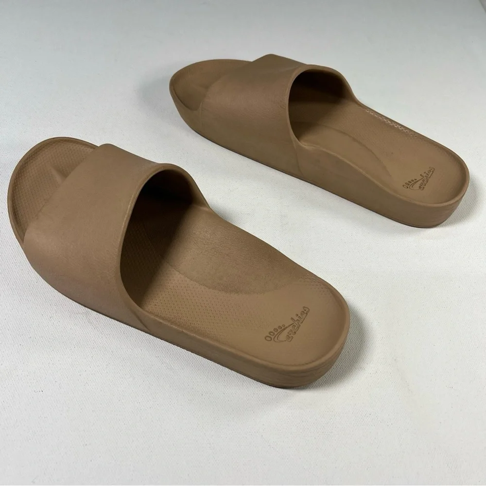 Archie's Arch Support Slide Sandals Tan Taupe Beige Nude Mens 8 Womens 9 - Picture 8 of 13